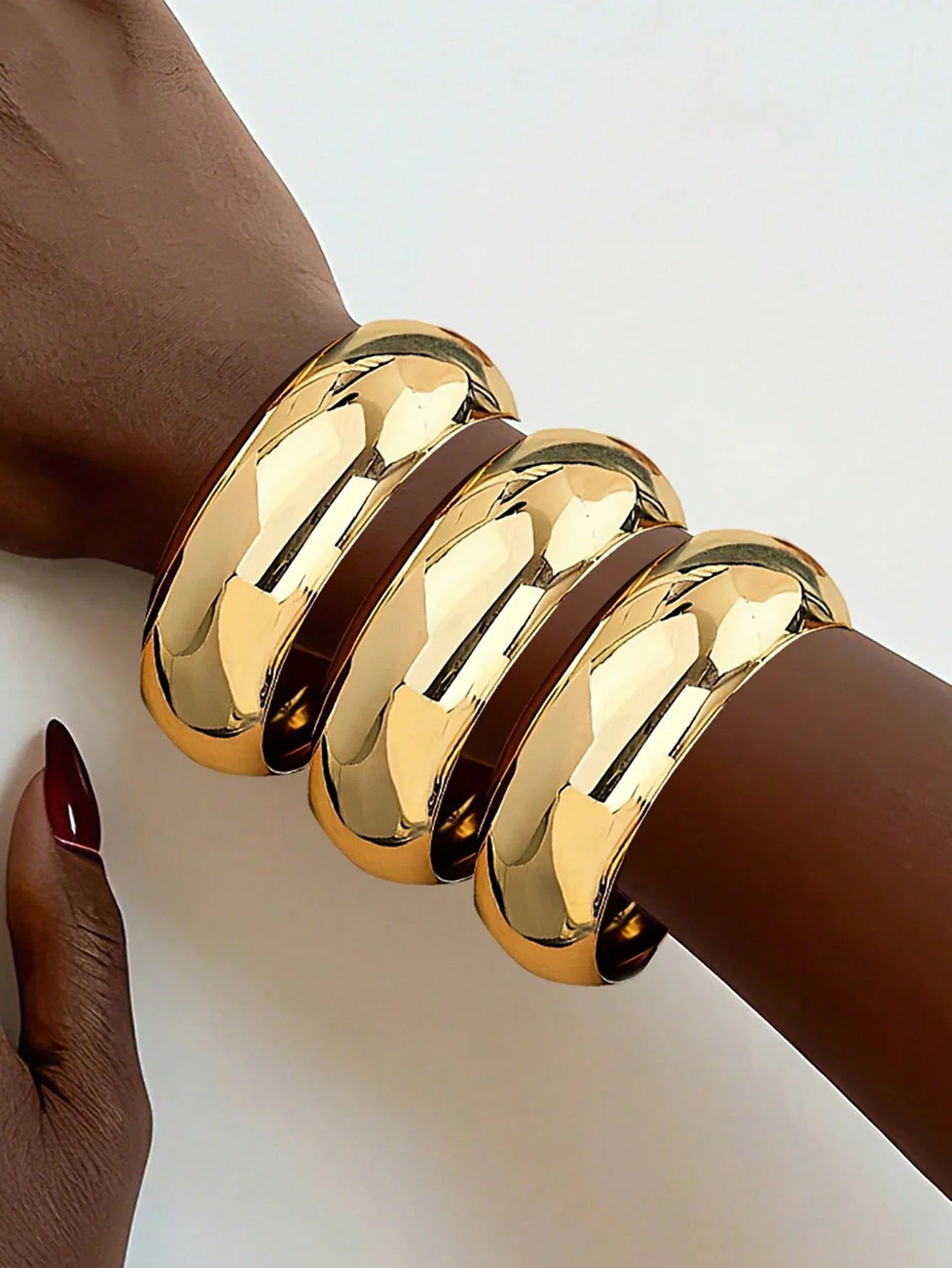 3pcs Vintage Exaggerated Coin Design Metal Gold Bangle Bracelet Set shein