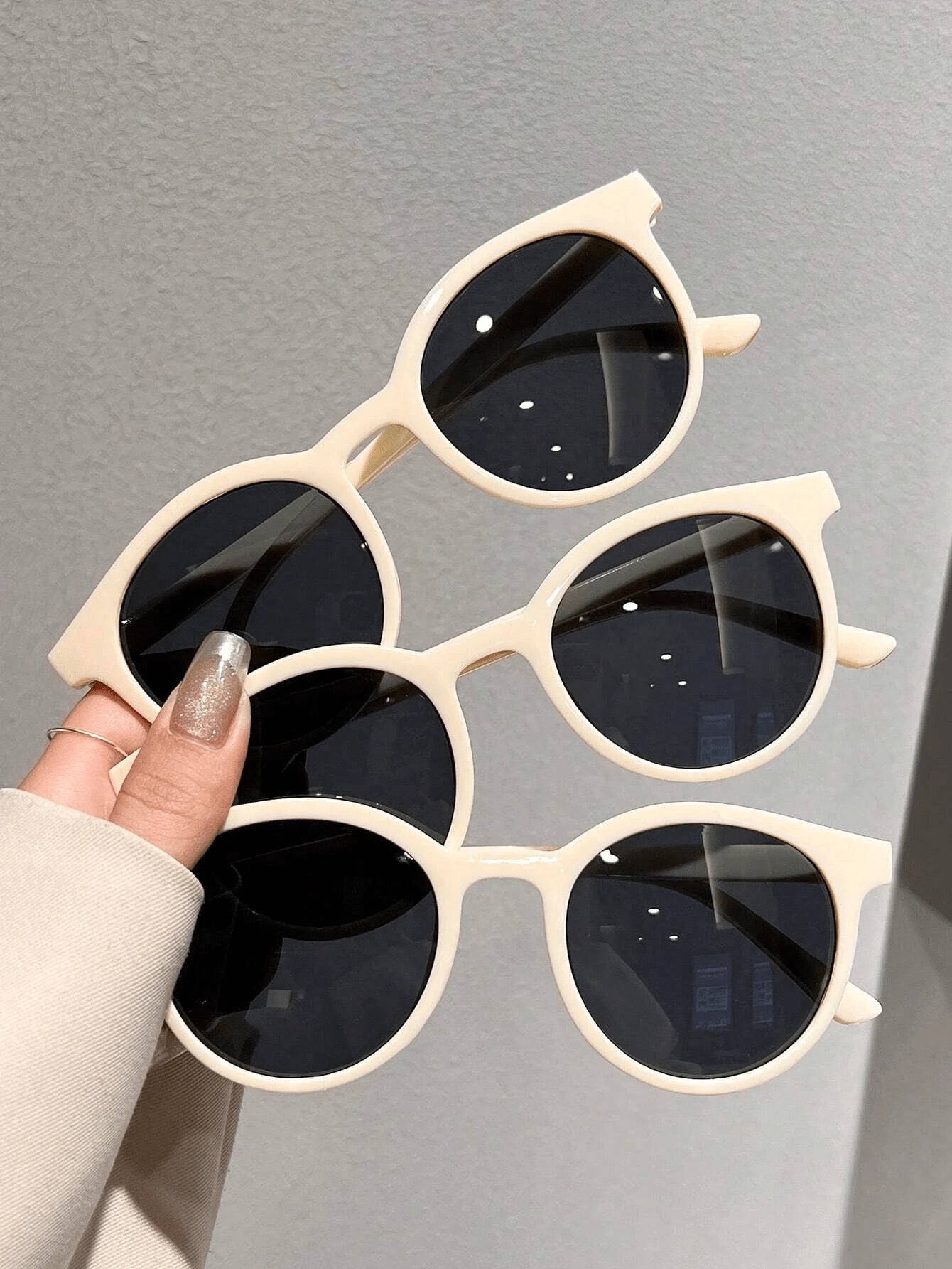 3pcs set Korean Retro Full Frame Round Sunglasses shein