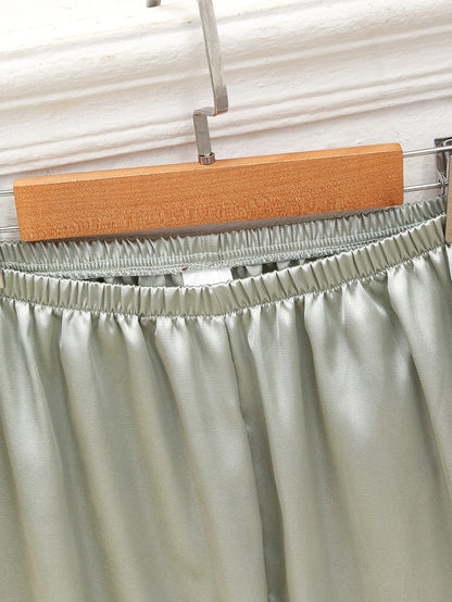 3sets Contrast Binding Satin Pajama Set shein