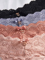 4pcs Lace Trimmed Thong Underwear shein