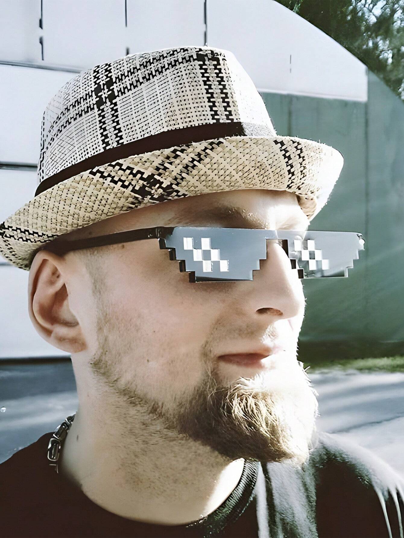 4pcs Party Sunglasses, 8-Bit Pixelated Mosaic Game Player Mlg Photo Props Glasses For Adults And Teens shein