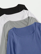 4pcs Solid Crop Tee shein