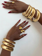 3pcs Vintage Exaggerated Coin Design Metal Gold Bangle Bracelet Set shein