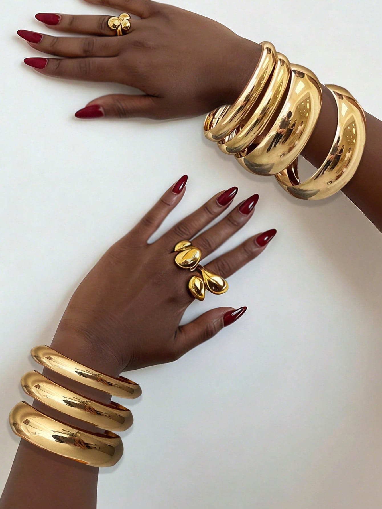 3pcs Vintage Exaggerated Coin Design Metal Gold Bangle Bracelet Set shein