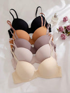 5pcs Solid Underwire Bra shein