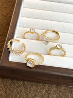 5pcs Elegant Copper Inlaid Cubic Zirconia Fashion Simple Chic Rings Set shein