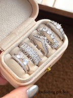 5pcs Elegant Copper Inlaid Cubic Zirconia Fashion Simple Chic Rings Set shein