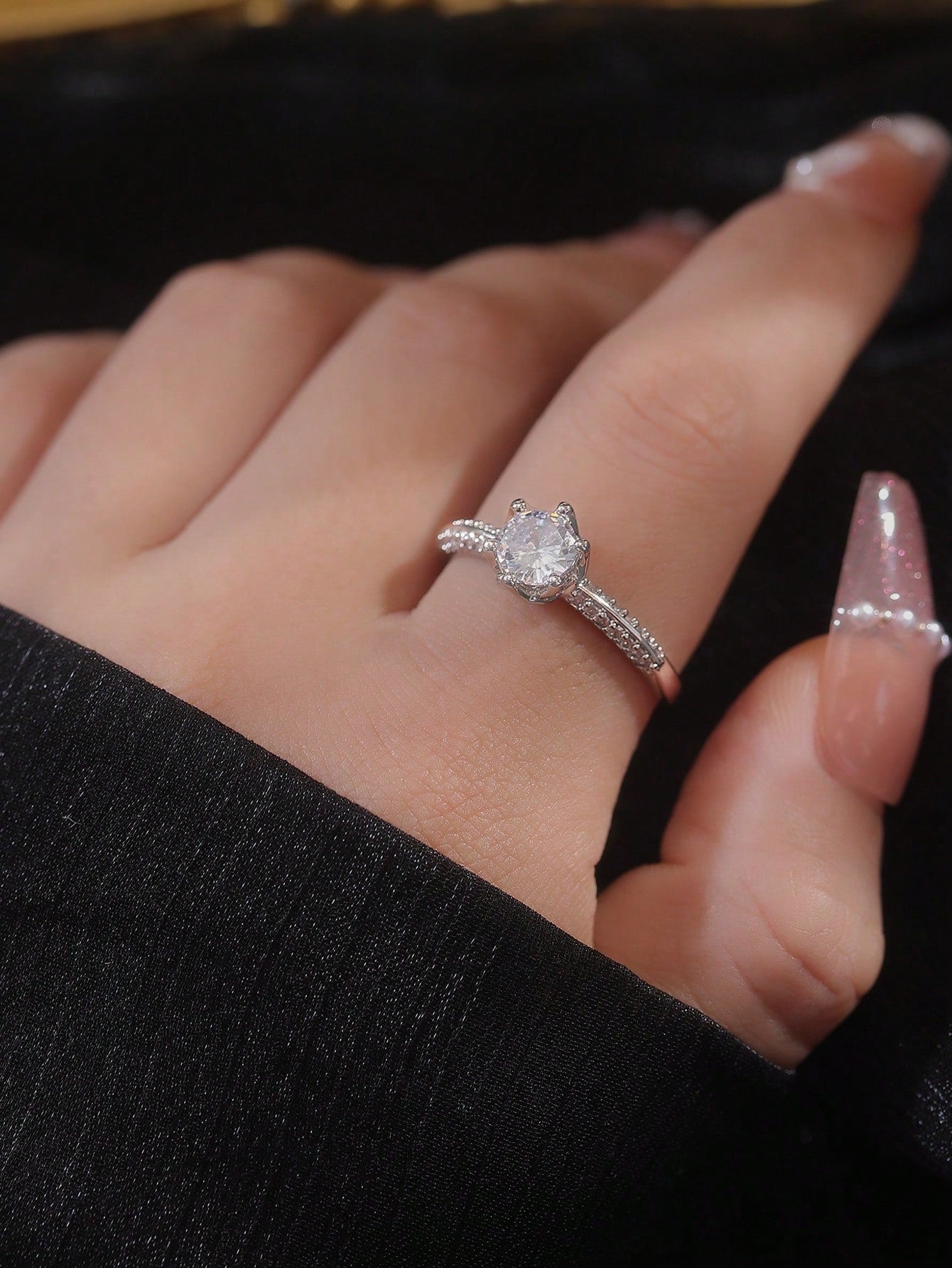 5pcs Elegant Copper Inlaid Cubic Zirconia Fashion Simple Chic Rings Set