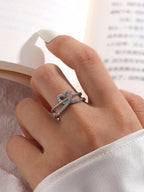 5pcs Elegant Copper Inlaid Cubic Zirconia Fashion Simple Chic Rings Set shein