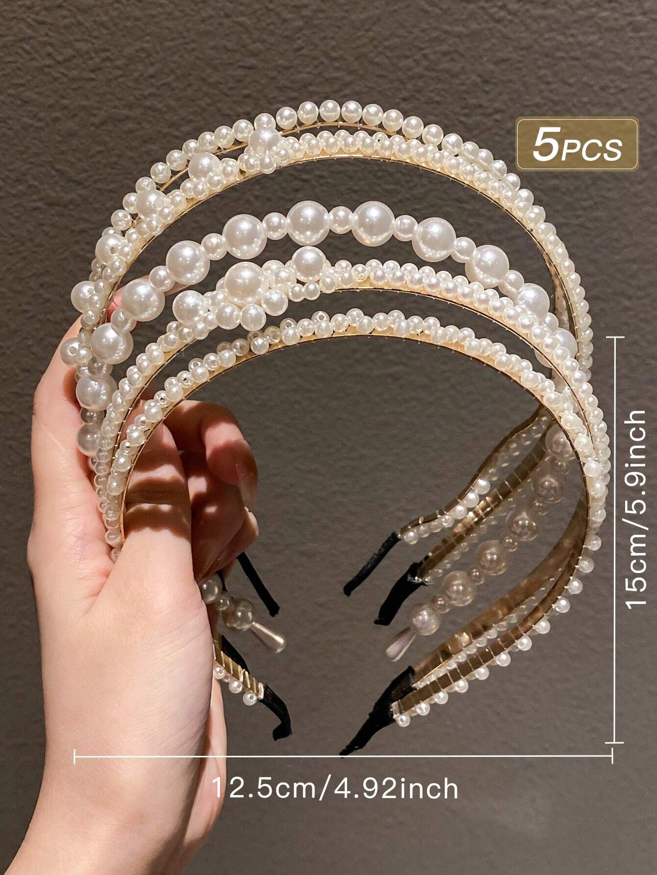 5pcs/set Women's Faux Pearl Side Clip Hairpins shein