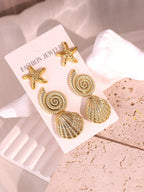 6 Pairs Women's Starfish & Shell Design Earrings Set shein