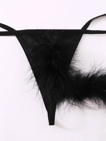 6pack Fluffy Triangle Thong Rabbit Sexy Costume shein