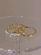 5pcs Elegant Copper Inlaid Cubic Zirconia Fashion Simple Chic Rings Set shein