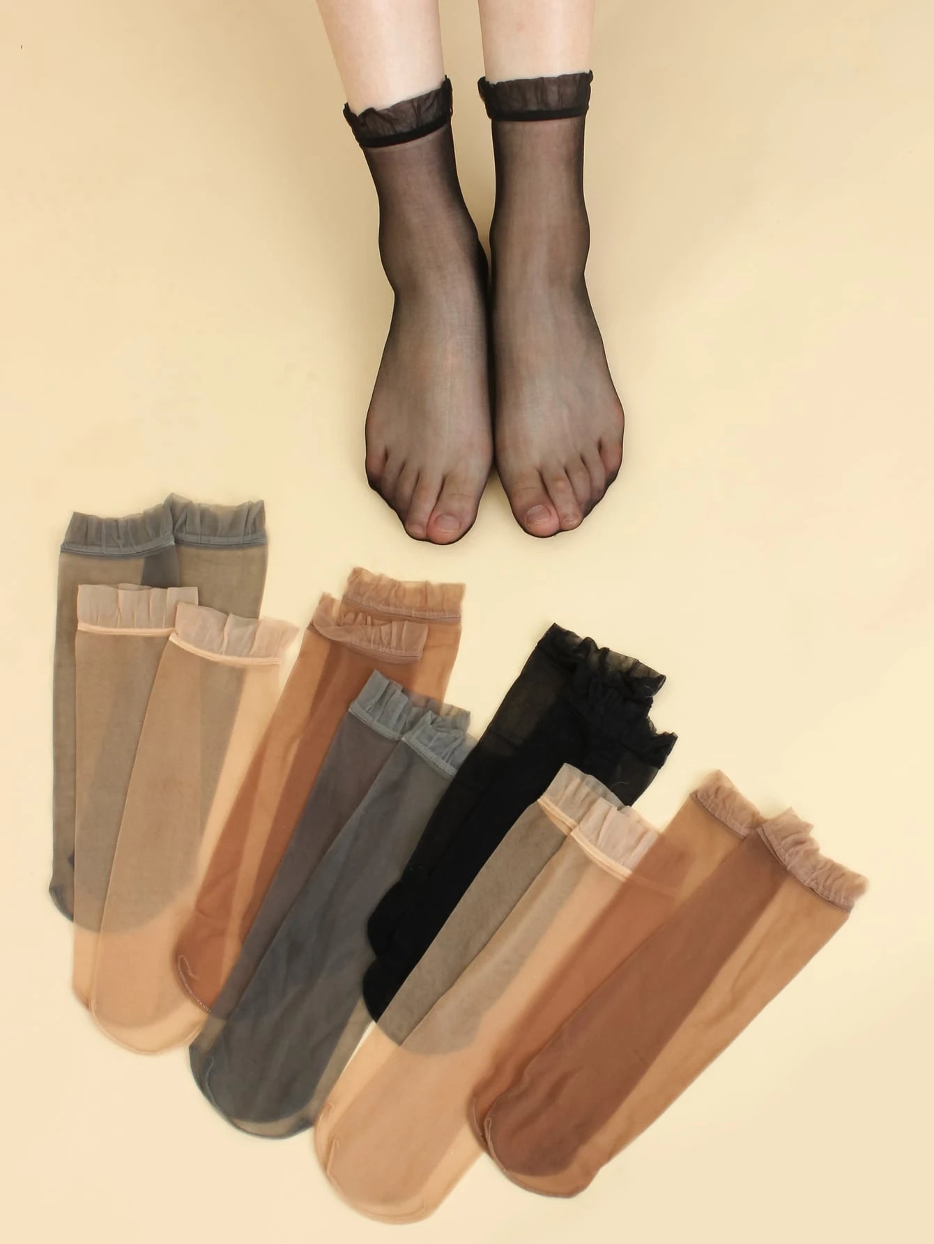 8pairs Mesh Crew Socks