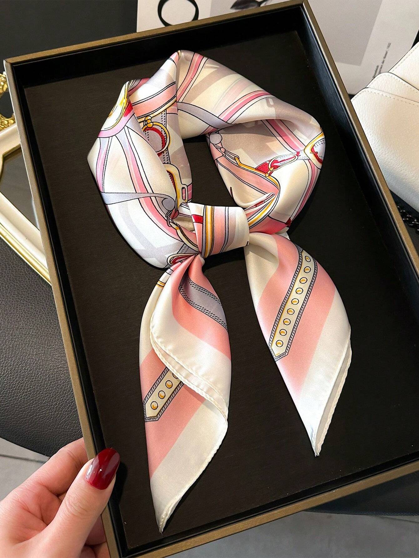 A Luxurious And Designer Style Chain Print Silk Bandana shein