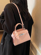 Fashionable High-End Litchi Grain Women's Handbag shein