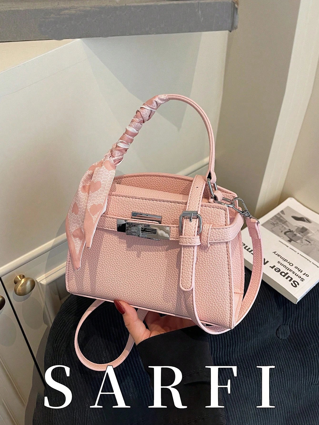 Fashionable High-End Litchi Grain Women's Handbag