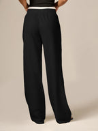 Women's High Rise Wide Leg Linen Feel Palazzo Pants