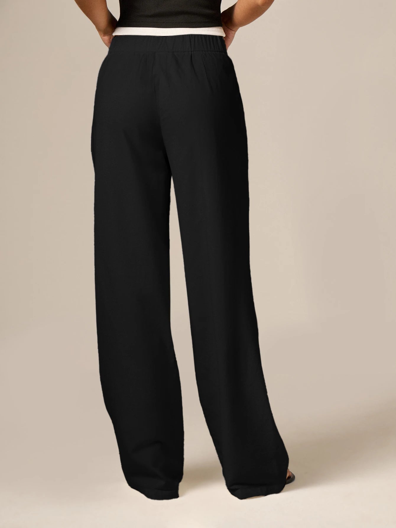 Women's High Rise Wide Leg Linen Feel Palazzo Pants