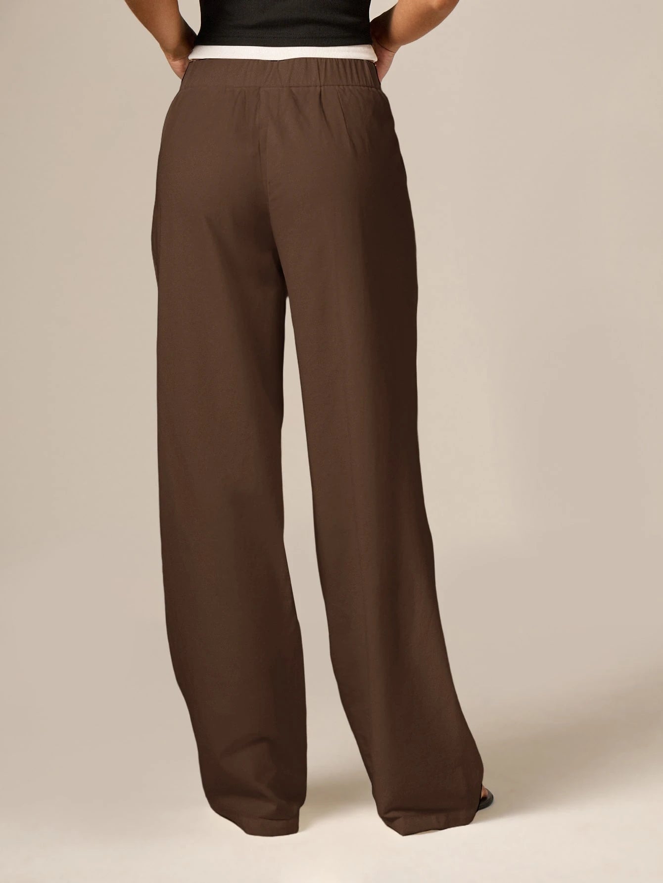 Women's High Rise Wide Leg Linen Feel Palazzo Pants