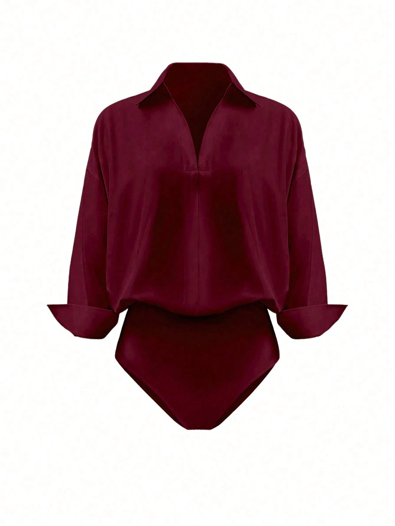 Women's Daily Casual Solid Color Minimalist Long Sleeve Shirt Bodysuit