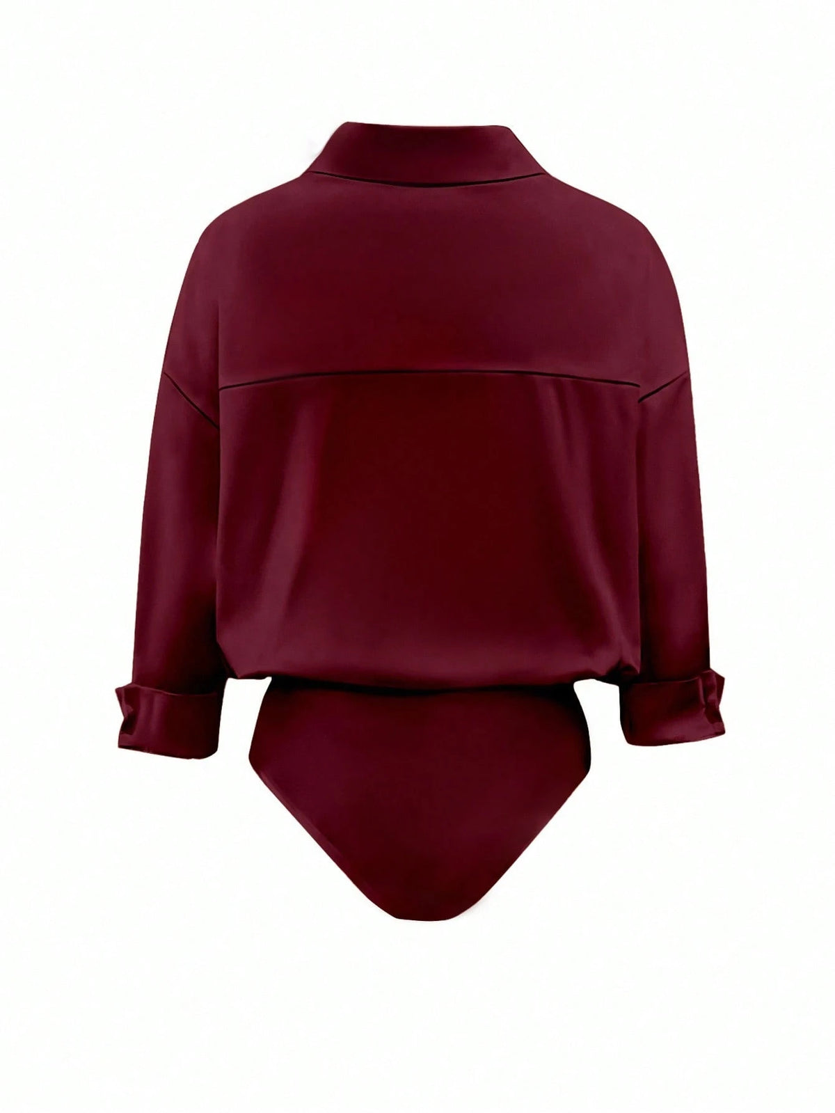 Women's Daily Casual Solid Color Minimalist Long Sleeve Shirt Bodysuit shein