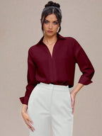 Women's Daily Casual Solid Color Minimalist Long Sleeve Shirt Bodysuit shein
