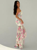 Aloruh Ladies' Asymmetrical Hem Ruffle Trim Dating & Wedding Season Dress shein