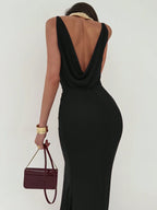 Spaghetti Strap Bodycon Backless V-Neck Long Mesh Women Dress shein