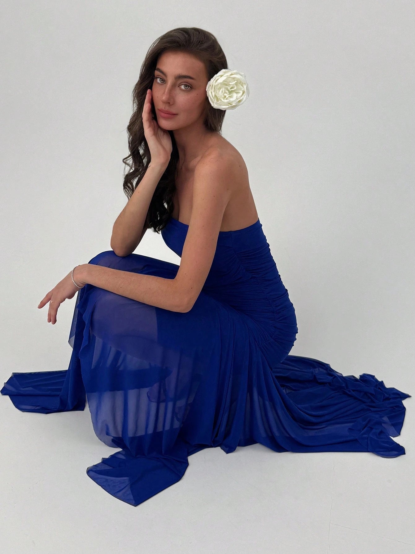 Aloruh Ladies' Asymmetrical Hem Ruffle Trim Dating & Wedding Season Dress