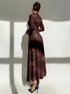 Tie Dye Floral Mesh Print Party Long Sleeve Fitted Dress shein