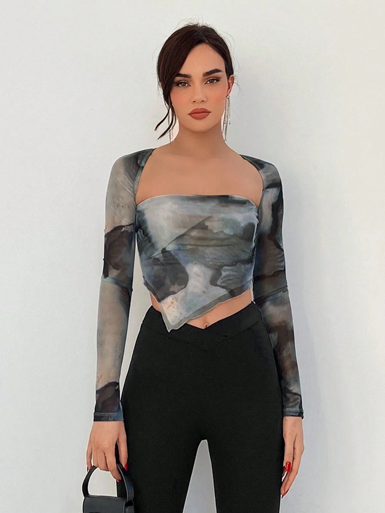 Women's Tie-Dye Asymmetrical Hem T-Shirt shein