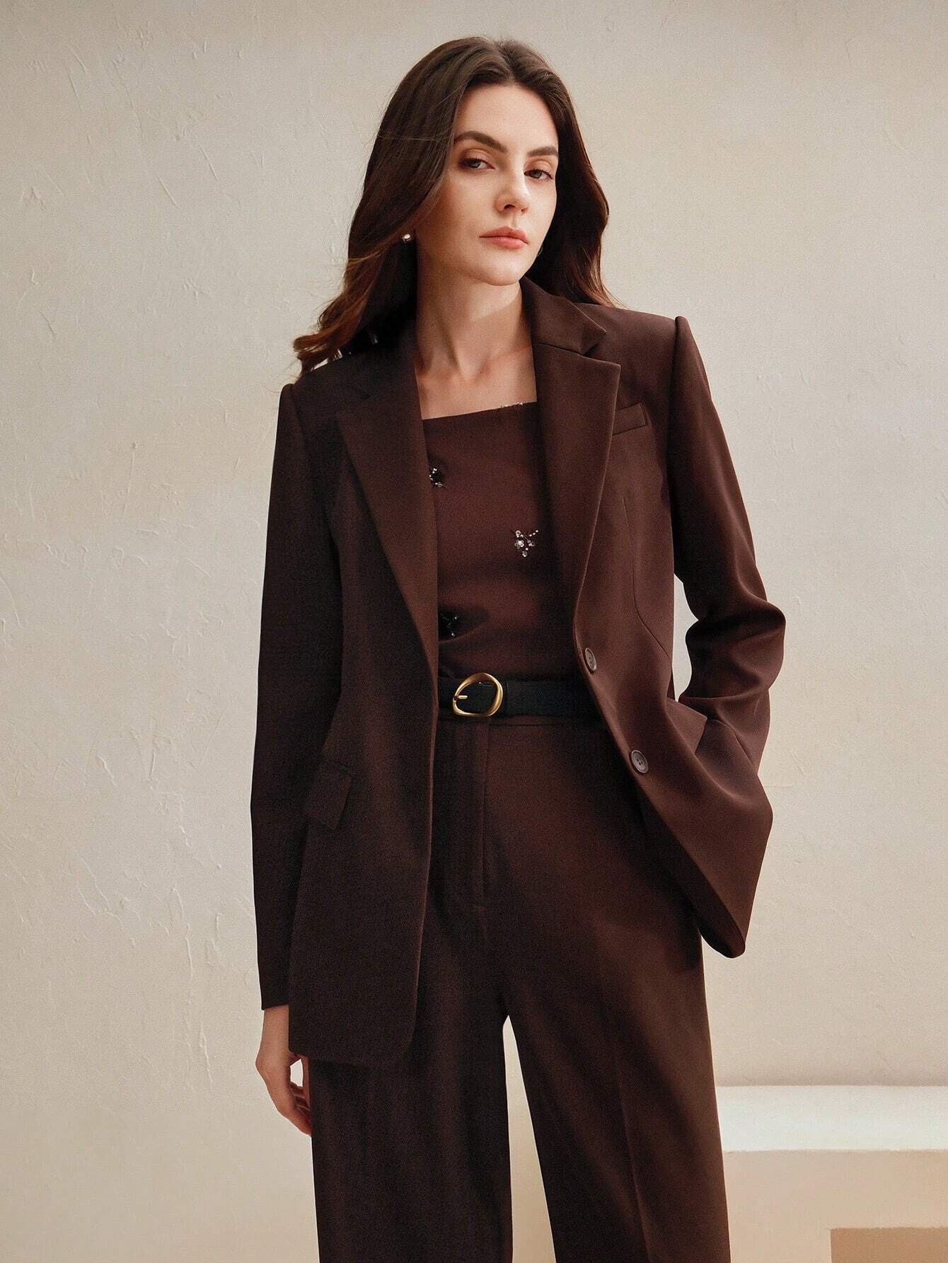 Anewsta Business Casual "Oldmoney" Women 2Pcs Suit Set shein
