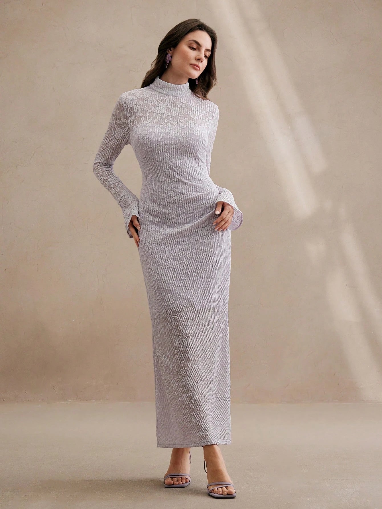 Anewsta Sexy And Elegant Apricot Long Dress With Cinched Waist Design shein