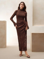 Anewsta Sexy And Elegant Apricot Long Dress With Cinched Waist Design shein