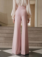 Elegant High-Waisted Flared Leg Double-Button Suit Pants shein