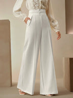 Elegant High-Waisted Flared Leg Double-Button Suit Pants shein