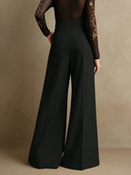 Elegant High-Waisted Flared Leg Double-Button Suit Pants shein