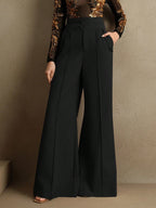 Elegant High-Waisted Flared Leg Double-Button Suit Pants shein