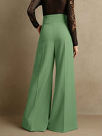 Elegant High-Waisted Flared Leg Double-Button Suit Pants shein
