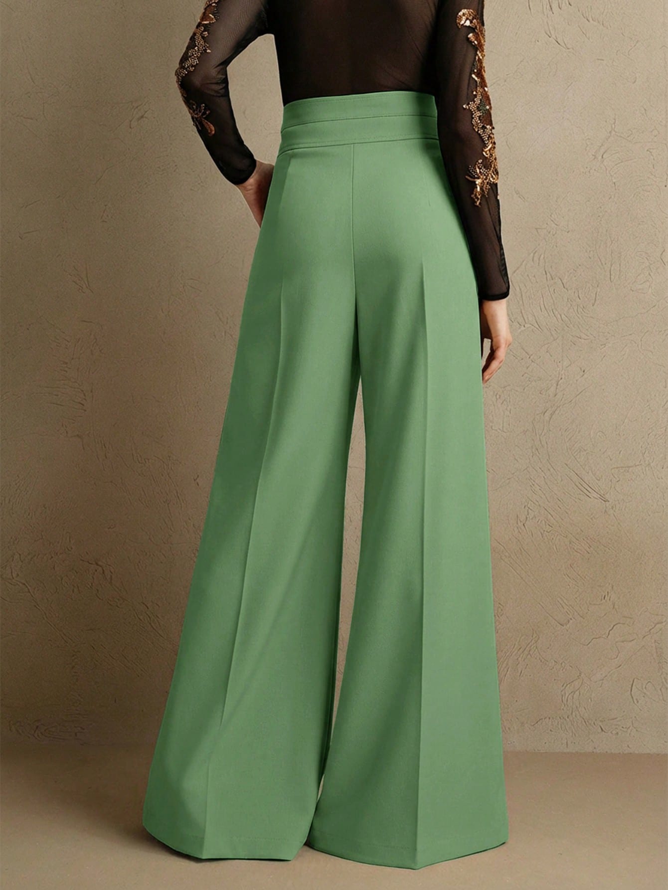 Elegant High-Waisted Flared Leg Double-Button Suit Pants shein