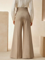 Elegant High-Waisted Flared Leg Double-Button Suit Pants shein