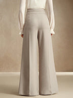 Elegant High-Waisted Flared Leg Double-Button Suit Pants shein
