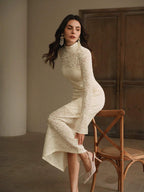 Anewsta Sexy And Elegant Apricot Long Dress With Cinched Waist Design shein