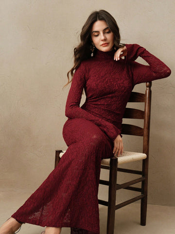 Anewsta Sexy And Elegant Apricot Long Dress With Cinched Waist Design