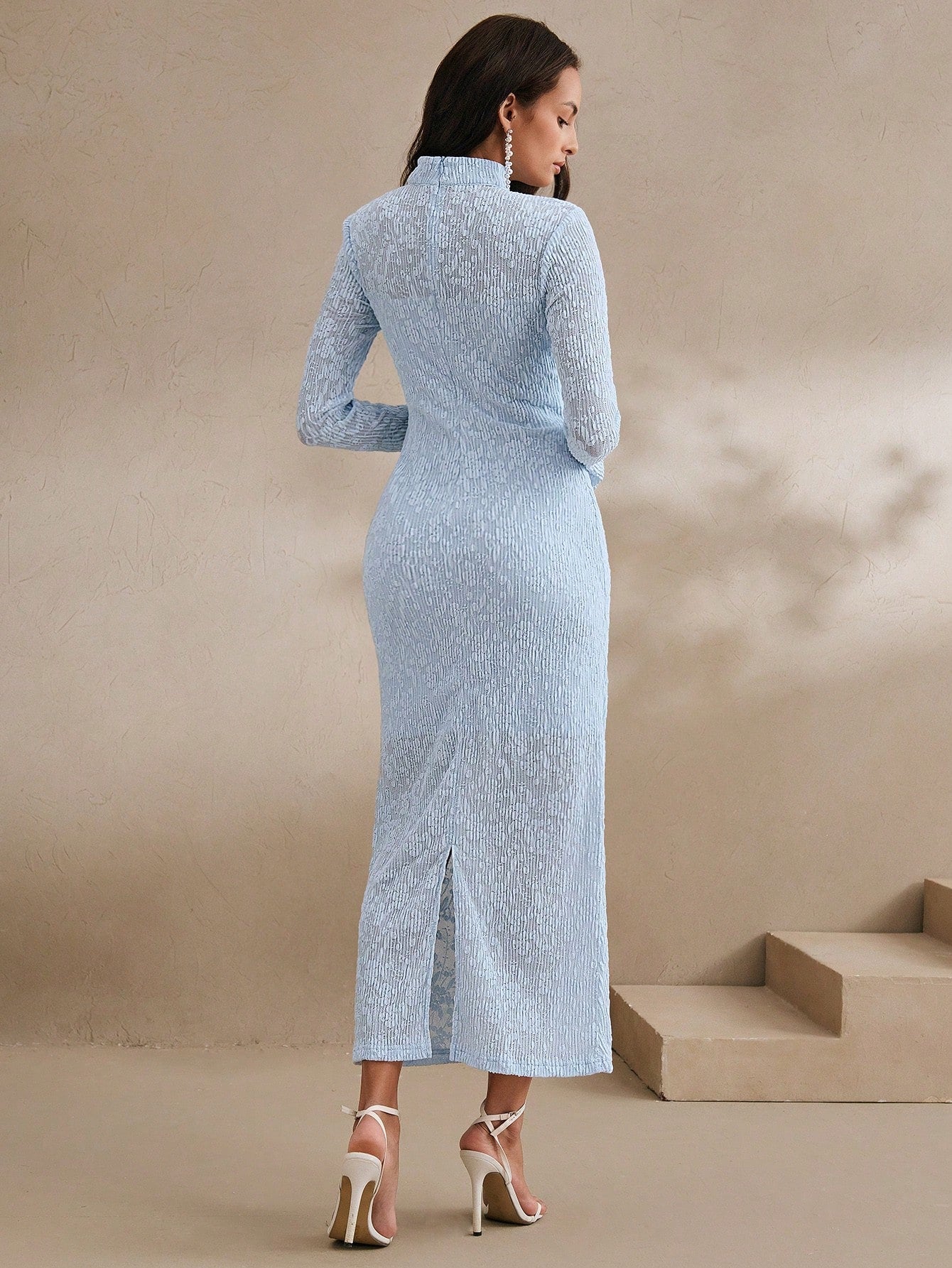 Anewsta Sexy And Elegant Apricot Long Dress With Cinched Waist Design shein