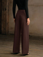 Women's New Stylish Asymmetrical Hem High Waist Straight Leg Casual Trousers shein