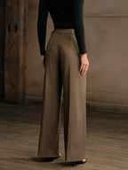 Women's New Stylish Asymmetrical Hem High Waist Straight Leg Casual Trousers shein