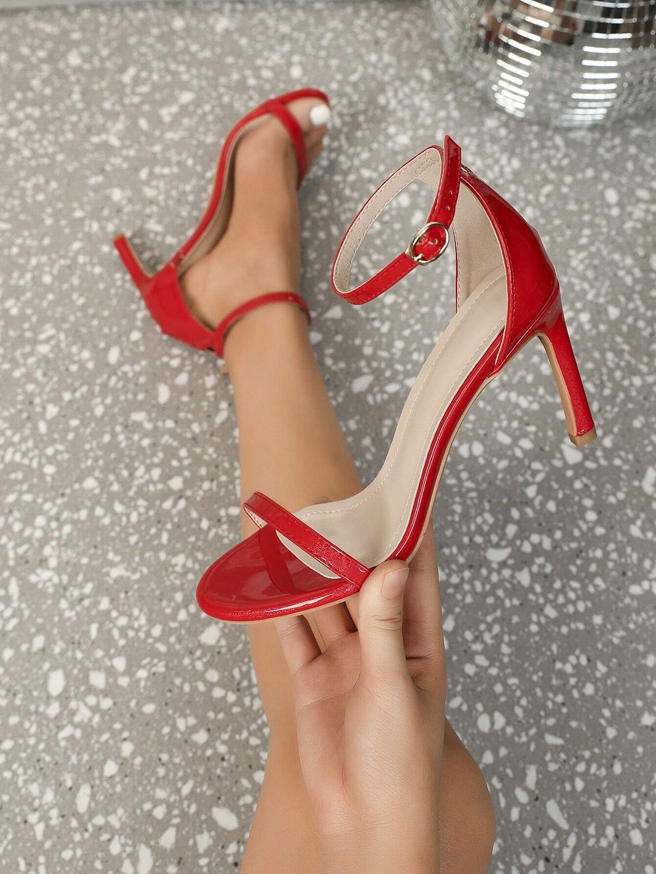 Ankle Strap Stiletto Heeled Sandals shein