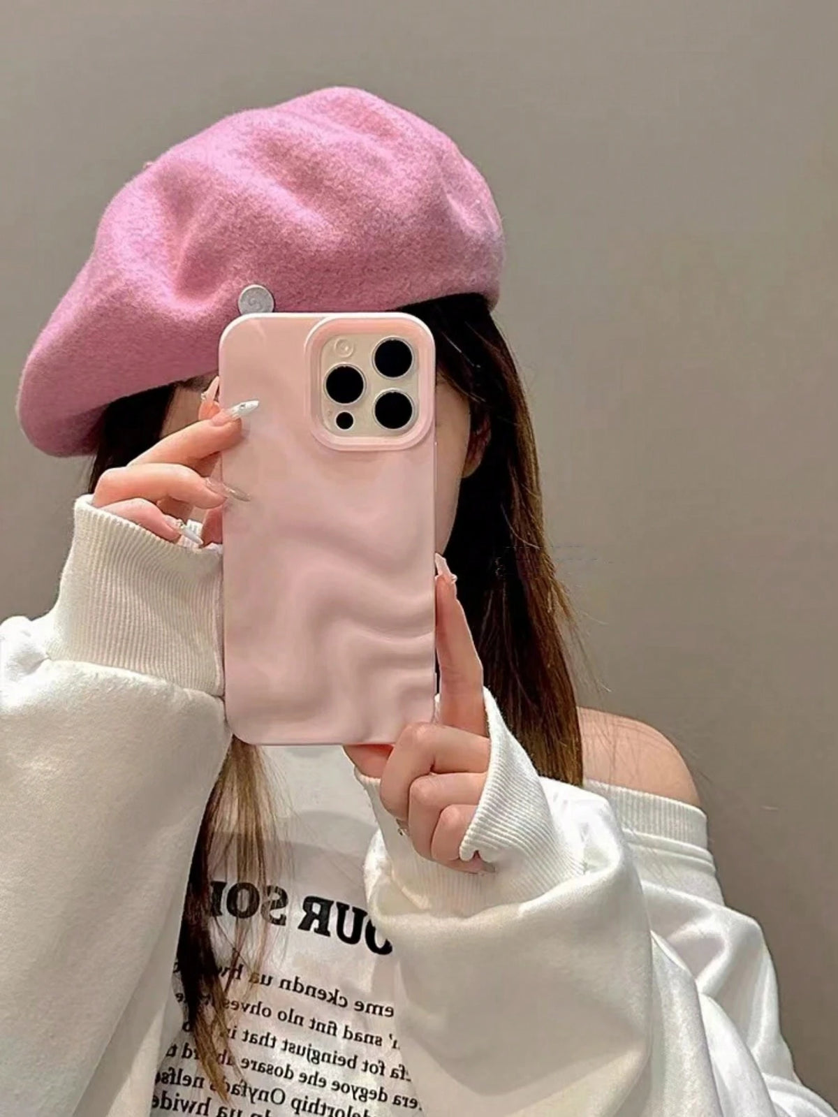 Apple 1pc Y2K Style Silicone Matte 3D Asymmetrical Water Wave Textured Minimalist Solid Color Shockproof Phone Case shein